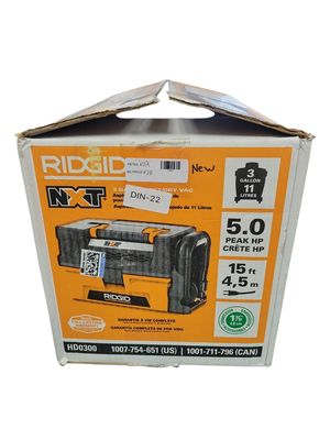 RIDGID 3 Gal. 5.0 Peak HP NXT Shop Vacuum Wet Dry Vac with Fine Dust Filter, Expandable Hose and Accessory Attachments HD0300