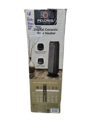Pelonis 1500-Watt 23 in. Digital Tower Indoor Ceramic Heater Quiet Operation w/ Safety Overheat Protection and Fan Mode in Black PHT23D7ABB .