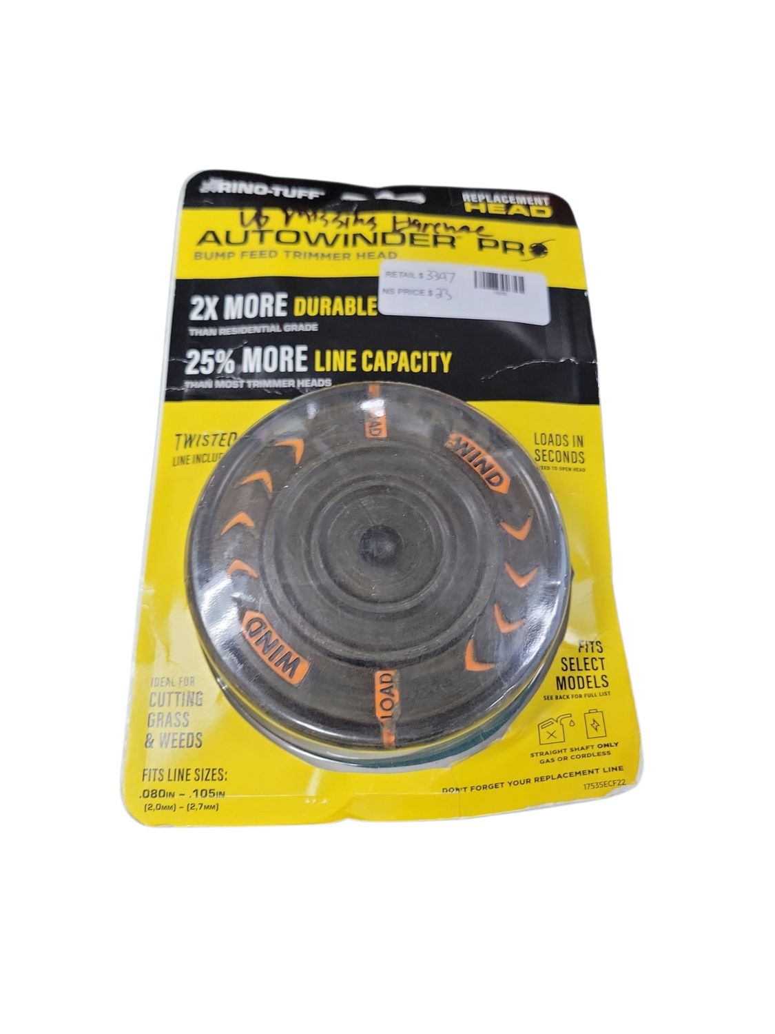 Rino-Tuff Universal Autowind Pro Replacement Bump Head for Straight Shaft Gas and Select Cordless String Grass Trimmer/Lawn Edger 17535