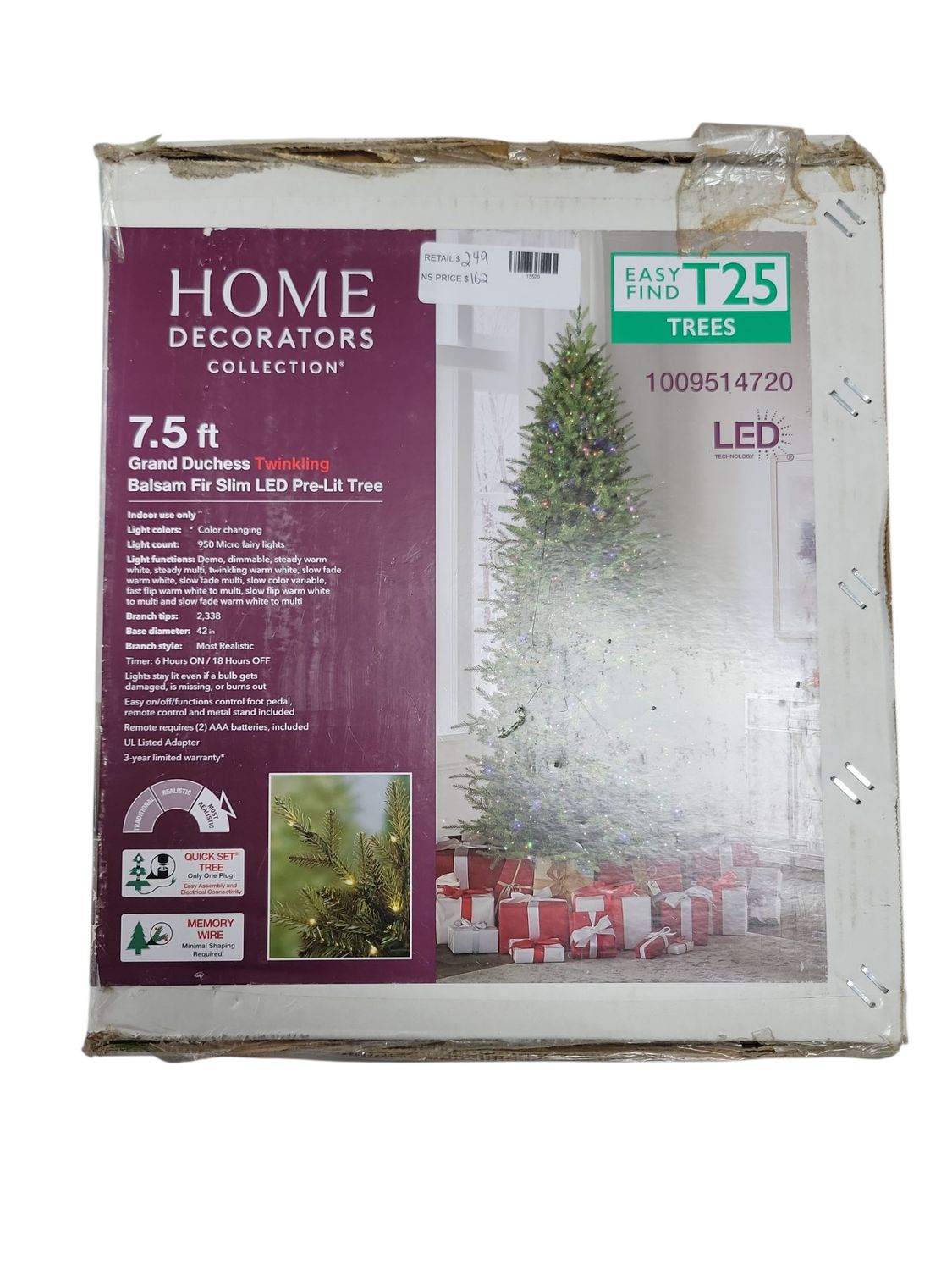 Home Decorators Collection 7.5 ft. Grand Duchess Twinkling Balsam Fir Slim LED Pre-Lit Artificial Christmas Tree T25 23LE31100