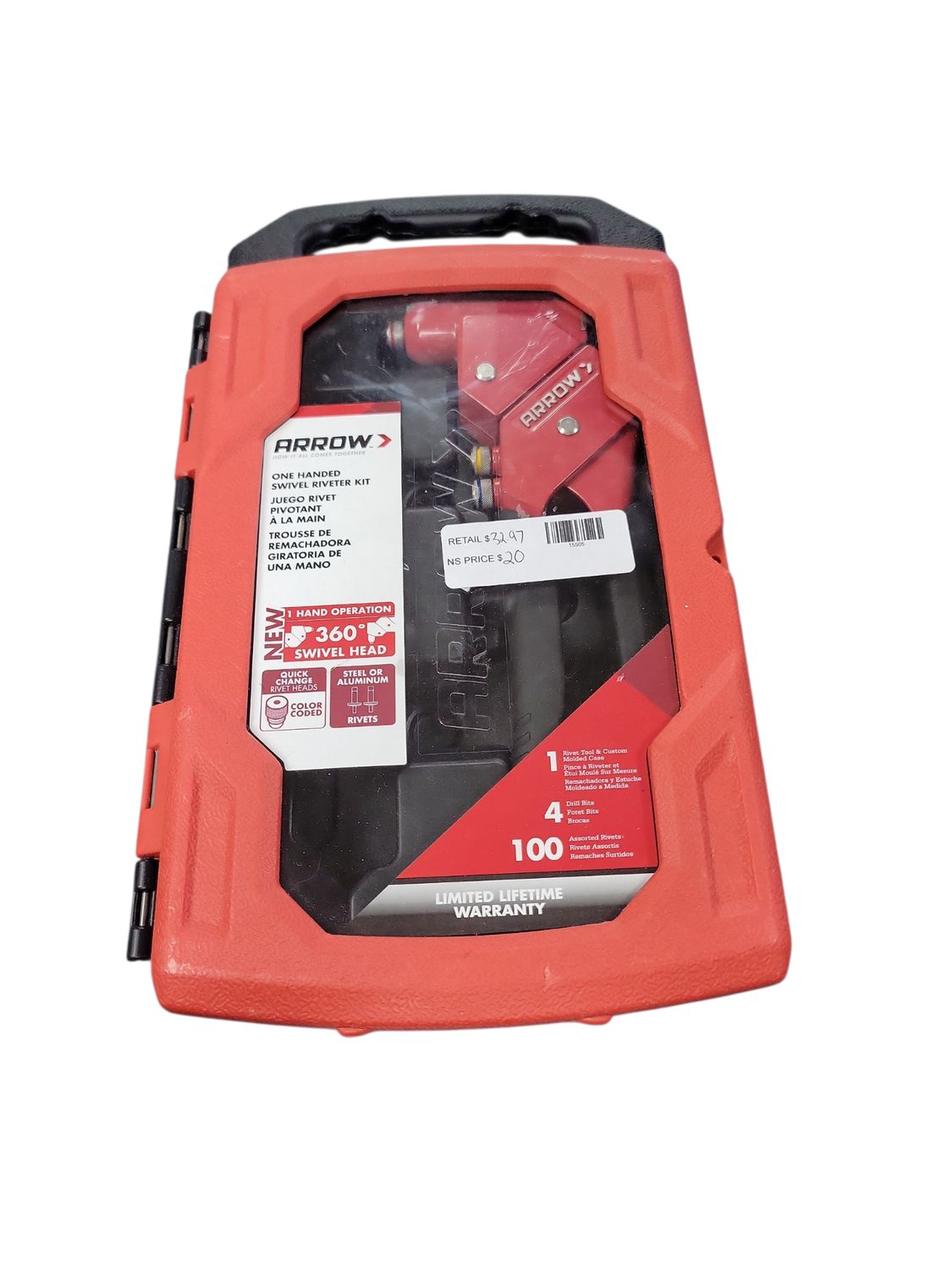 Arrow 1-Handed Swivel Riveter Kit RT187SHK    .