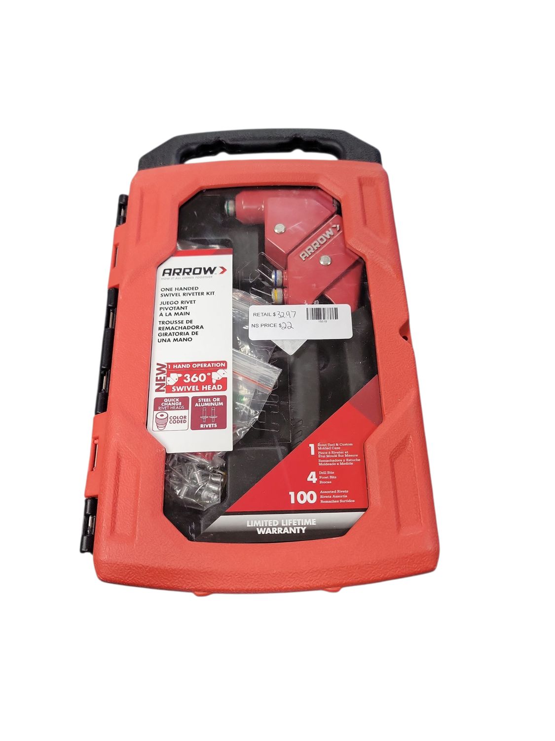 Arrow 1-Handed Swivel Riveter Kit RT187SHK   .