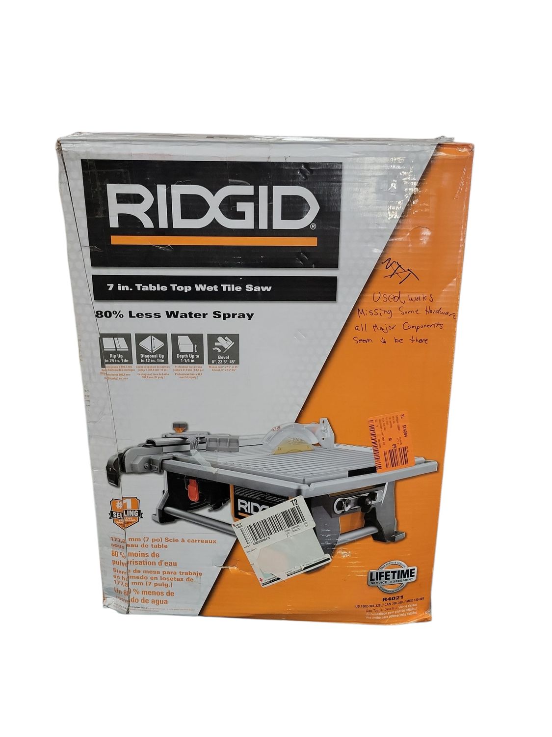 RIDGID 6.5-Amp 7 in. Blade Corded Table Top Wet Tile Saw R4021