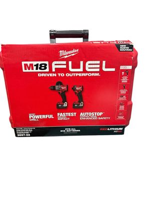 Milwaukee M18 FUEL 18V Lithium-Ion Brushless Cordless Hammer Drill and Impact Driver Combo Kit (2-Tool) with 2 Batteries 3697-22