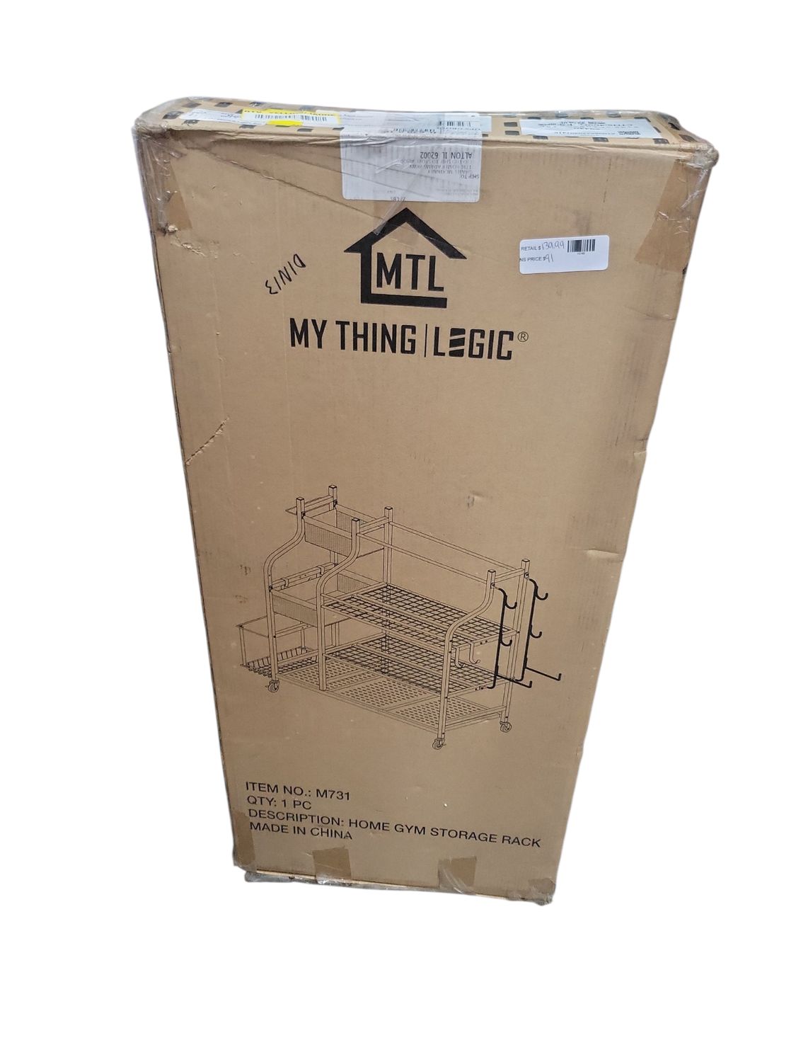 Mythinglogic Yoga Mat Storage Racks,Home Gym Storage Rack for Dumbbells Kettlebells Foam Roller, Yoga Strap and Resistance Bands, Workout Equipment Storage Organizer With Hooks and Wheels