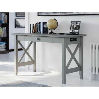 AFI 48 in. Rectangular Gray 1 Drawer Writing Desk with Solid Wood Material AH12249