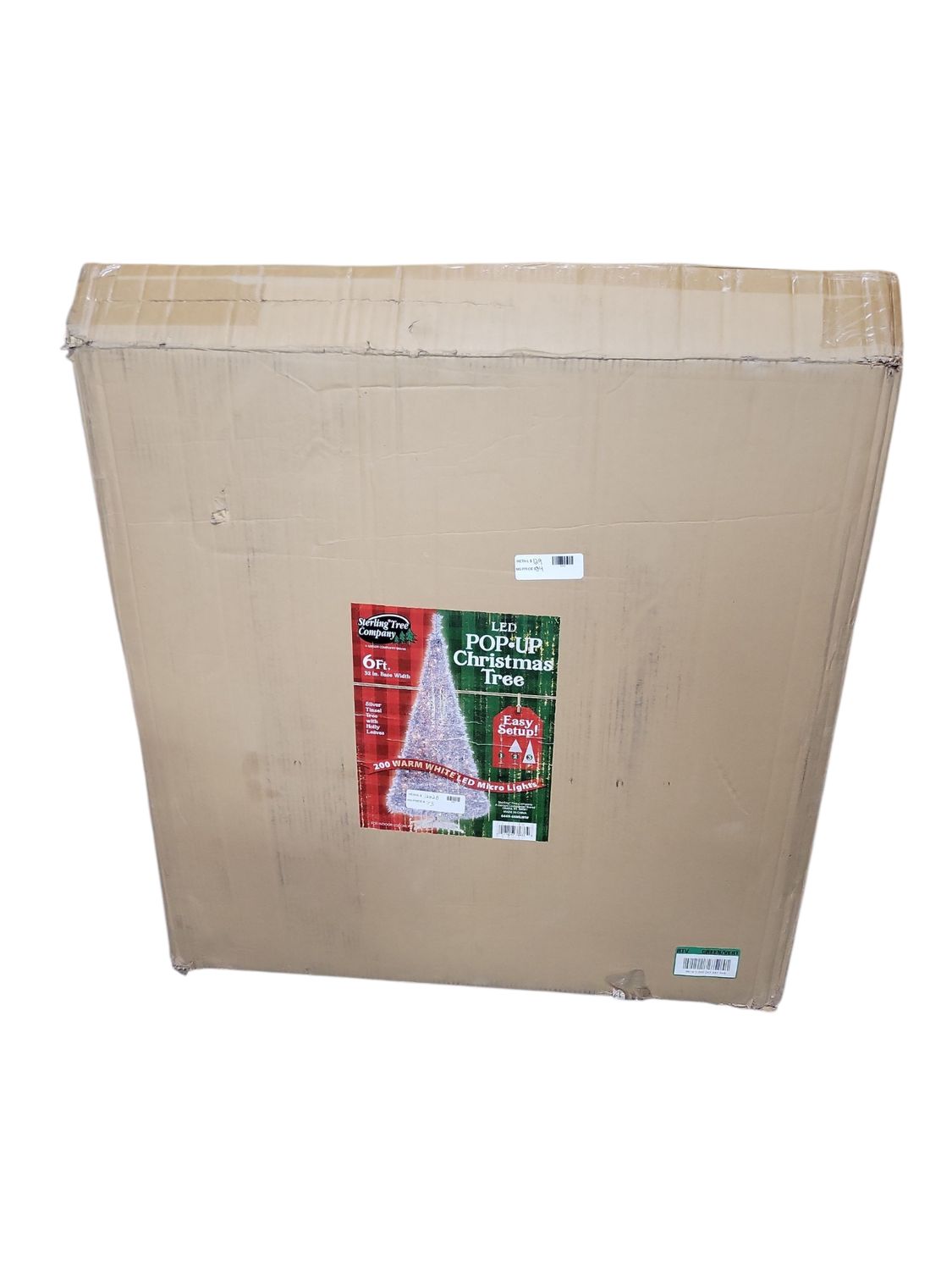 Sterling 6 ft. H Silver PopUp Tinsel Tree with Holly Leaves 6449--60MLWW