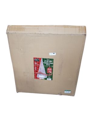 Sterling 6 ft. H Silver PopUp Tinsel Tree with Holly Leaves 6449--60MLWW