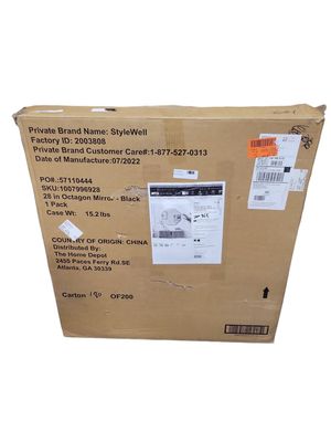 StyleWell Medium Modern Black Framed Octagon Mirror (27 in. W x 27 in. H) AL-O70B