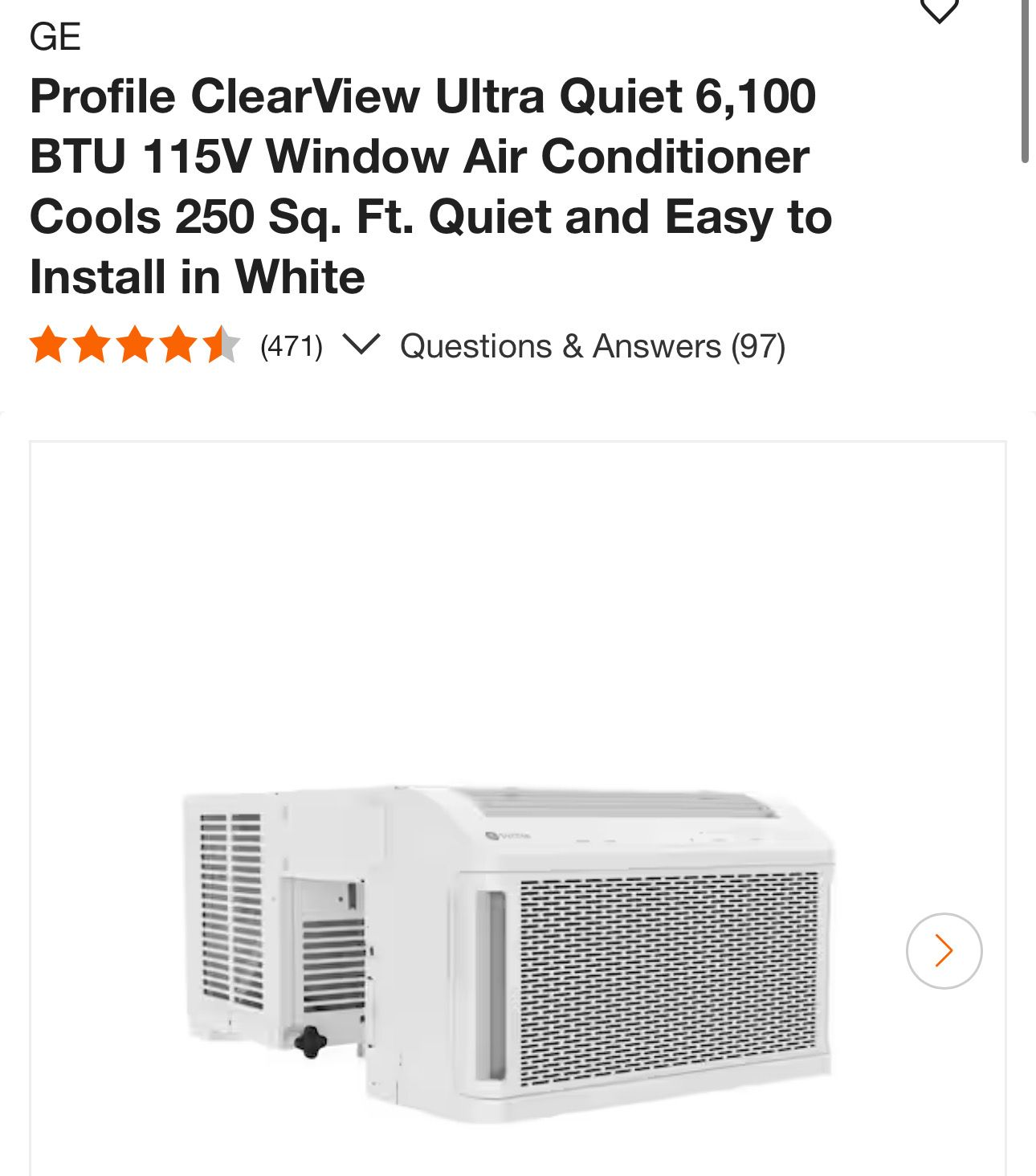 GE Profile ClearView Ultra Quiet 6,100 BTU 115V Window Air Conditioner Cools 250 Sq. Ft. Quiet and Easy to Install in White AHTT06BC