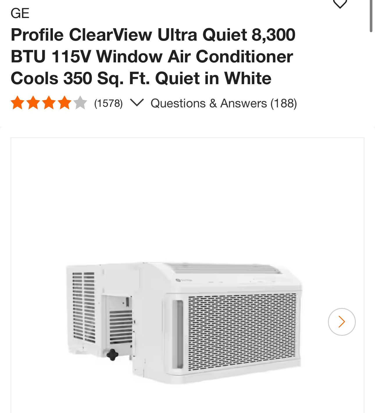 GE Profile ClearView Ultra Quiet 8,300 BTU 115V Window Air Conditioner Cools 350 Sq. Ft. Quiet in White AHTT08BC