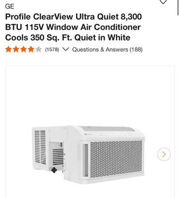 GE Profile ClearView Ultra Quiet 8,300 BTU 115V Window Air Conditioner Cools 350 Sq. Ft. Quiet in White AHTT08BC