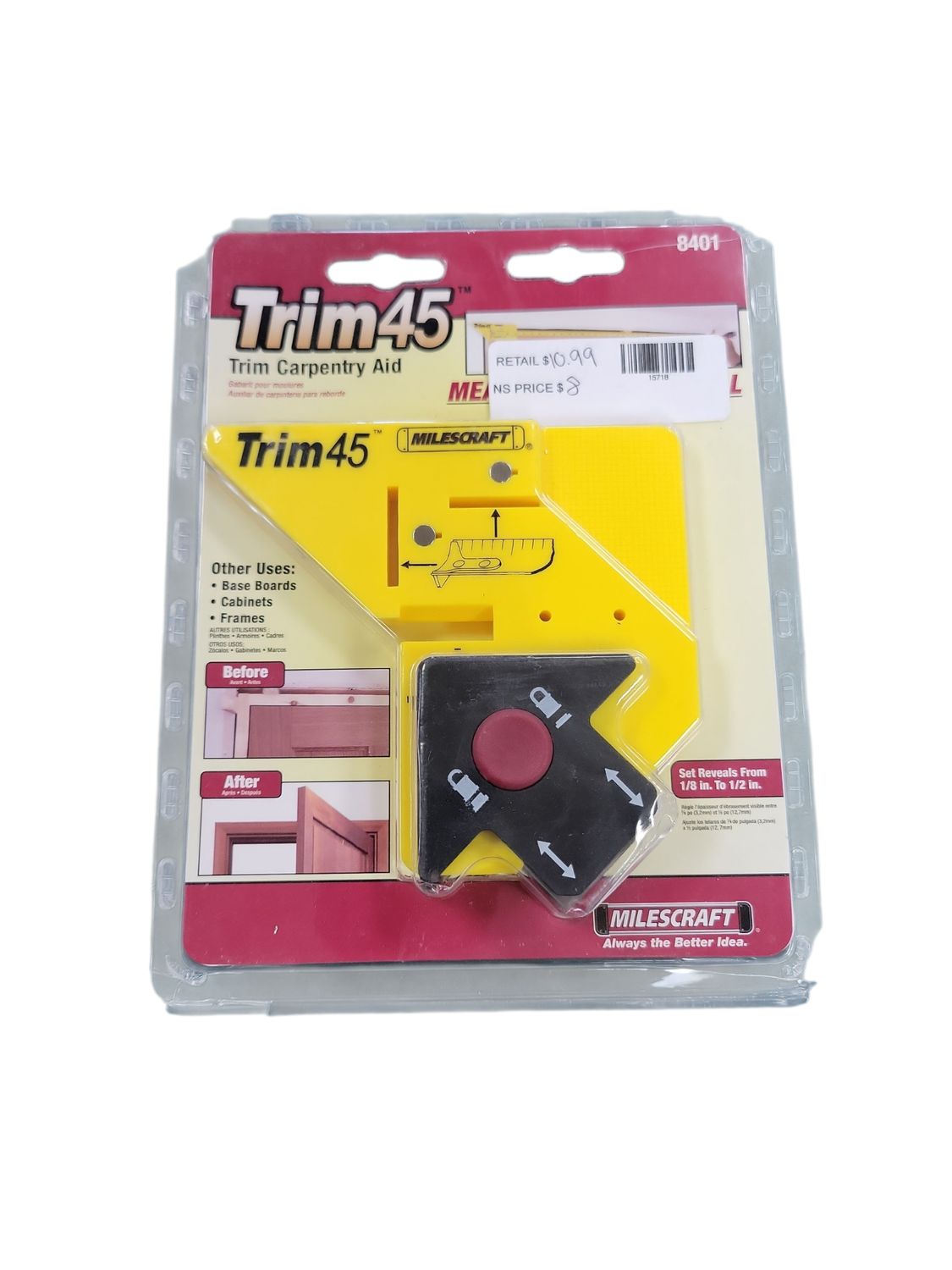 Milescraft Trim45 Trim Carpentry Aid 8401