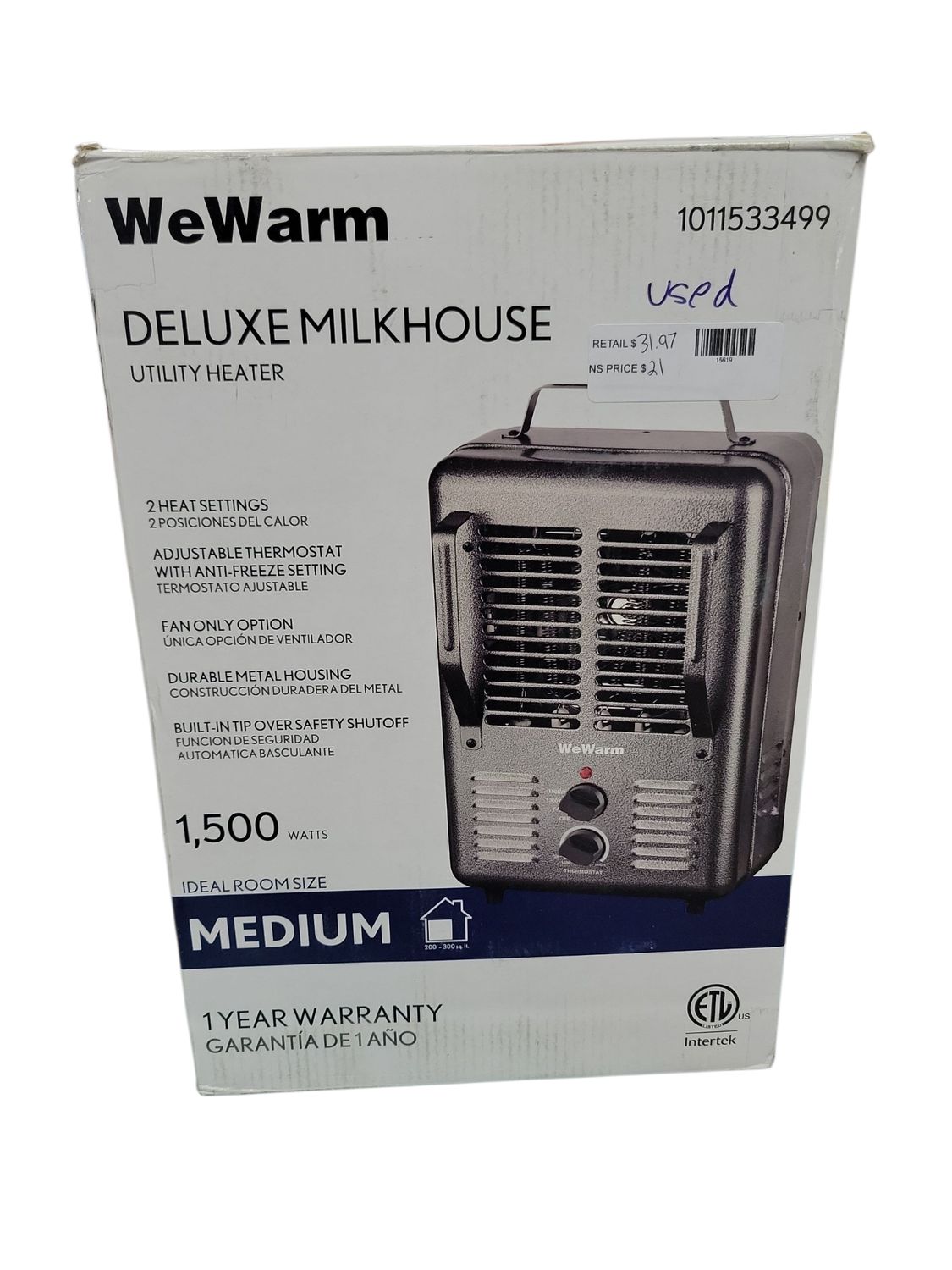 WeWarm DELUXE MILKHOUSE UTILITY HEATER HT1912 ..