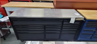 Husky 72 in. W x 24 in. D Heavy Duty 15-Drawer Toolbox Mobile Workbench Cabinet Chest with Stainless Steel Top in Matte Black H72MWC15DL .