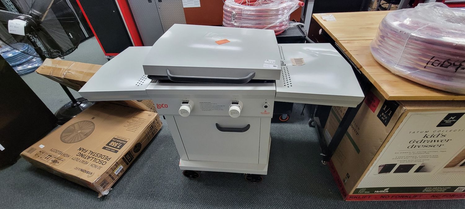 LOCO Series II 26 in. 2-Burner Digital Propane SmartTemp Flat Top Grill / Griddle in Chalk Finish with Enclosed Cart and Hood 2023050165