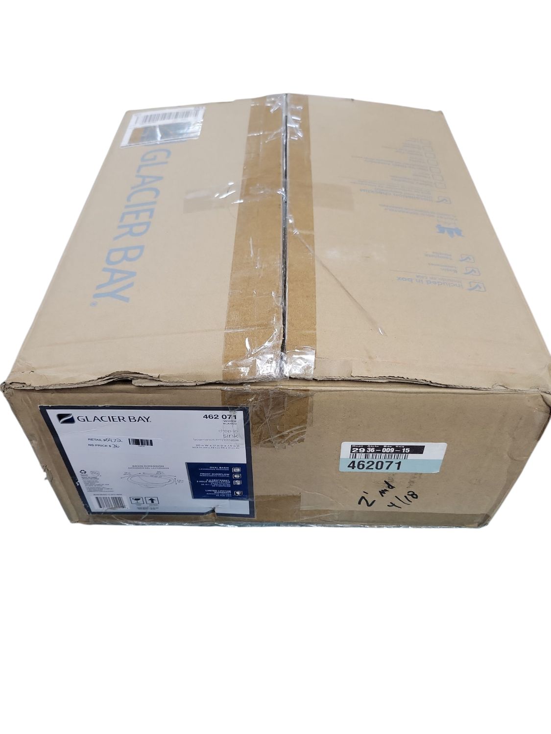 Glacier Bay Aragon 20 in. Drop-In Oval Vitreous China Bathroom Sink in White 13-0012-4WHD