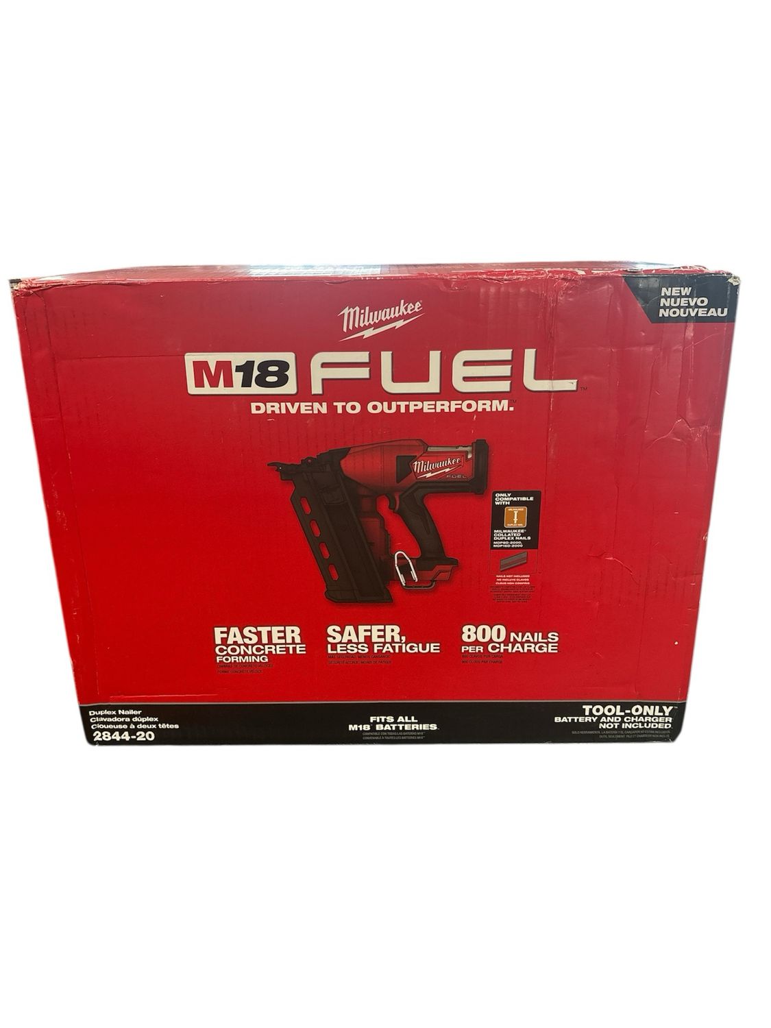 Milwaukee M18 FUEL 18-Volt Brushless Lithium-Ion Cordless 21-Degree Duplex Nailer 2844-20