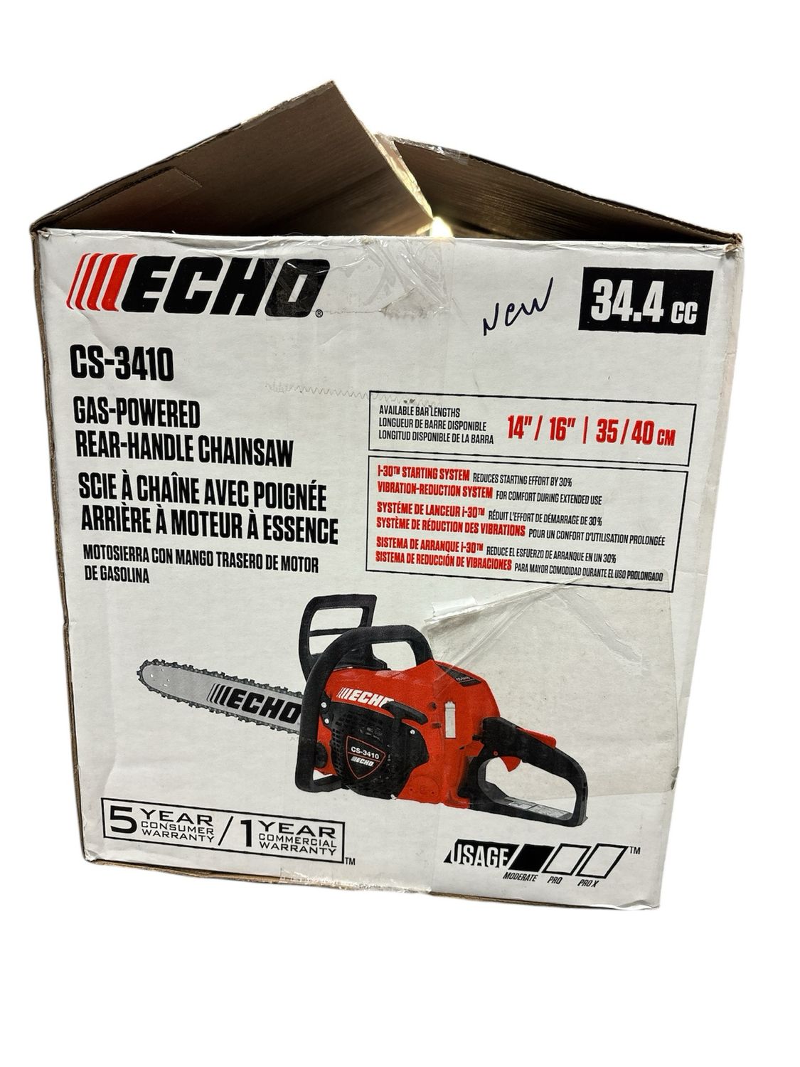 ECHO 16 in. 34.4 cc Gas 2-Stroke Rear Handle Chainsaw with Automatic Chain Oiler CS-3410
