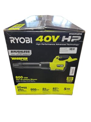 RYOBI 40V HP Brushless Whisper Series 180 MPH 800 CFM Cordless Battery Leaf Blower (Tool Only) RY40HPLB01B