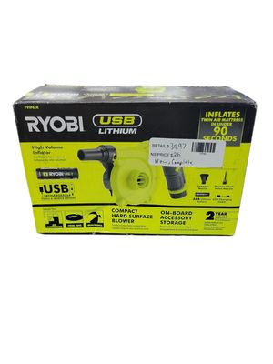 RYOBI USB Lithium Cordless High Volume Inflator Kit with USB Lithium 2.0 Ah Battery and Charging Cable FVIF61K
