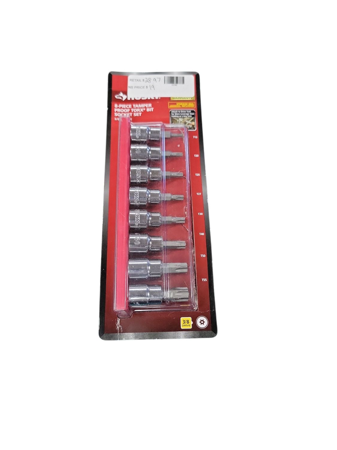 Husky 3/8 in. Drive Tamper Proof Torx Bit Socket Set (8-Piece) HTPTXBS8PCSR .