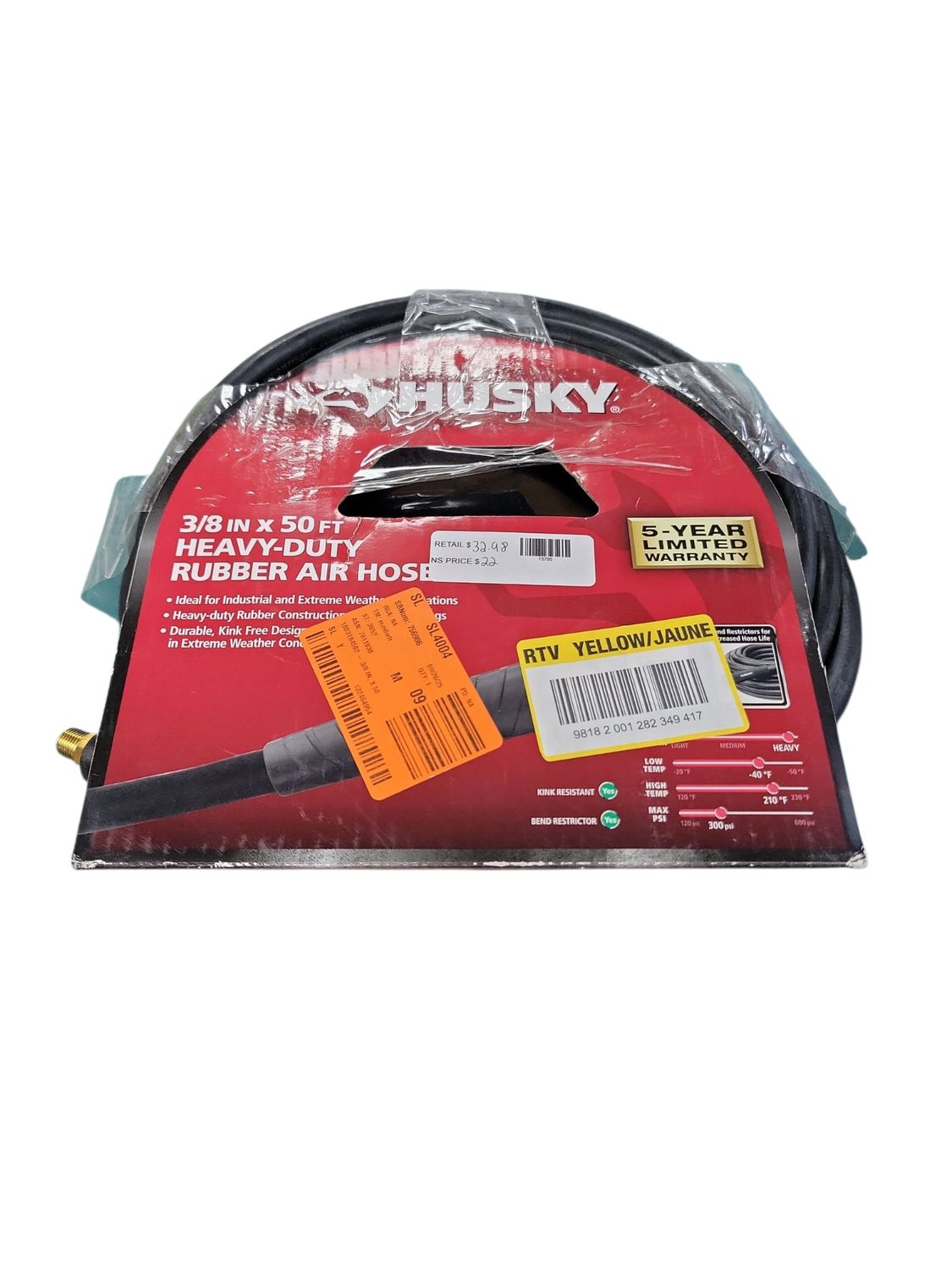 Husky 3/8 in. x 50 ft. Heavy-Duty Rubber Hose 556-50A-HOM