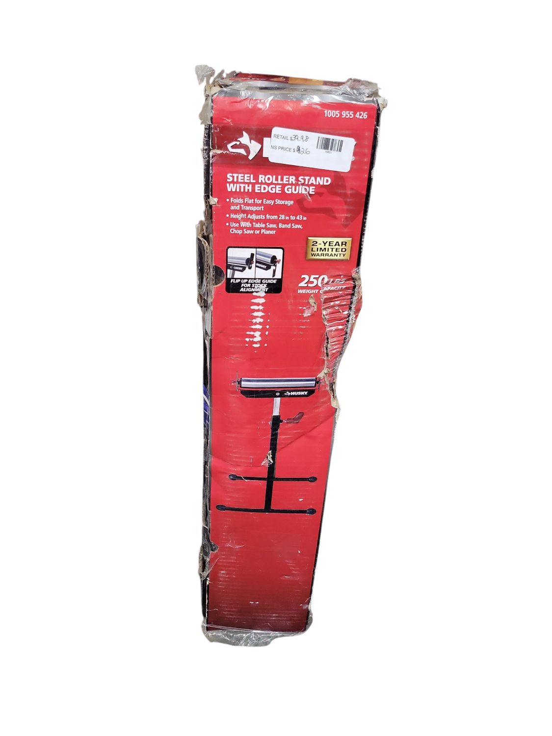 Husky 23 in. to 43 in. Stationary Steel Roller Stand with Edge Guide AC43C