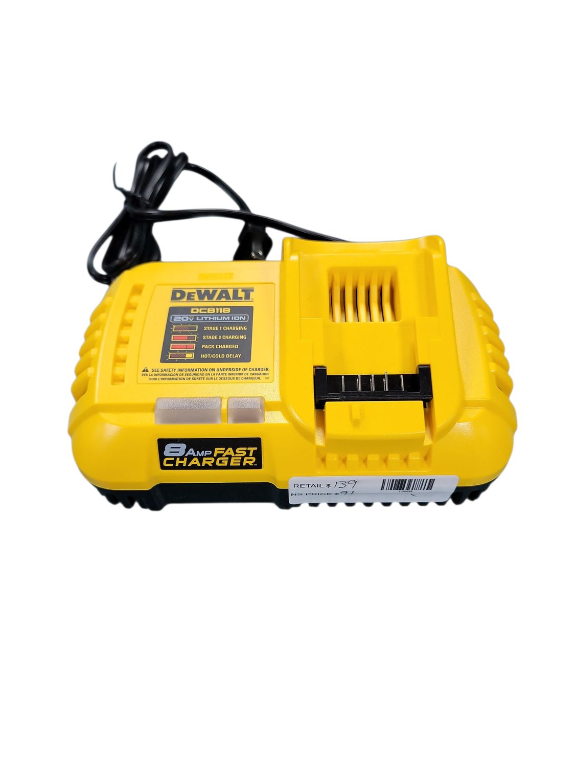DEWALT 20V MAX / 60V MAX FLEXVOLT Lithium-Ion Fan Cooled Fast Battery Charger DCB118