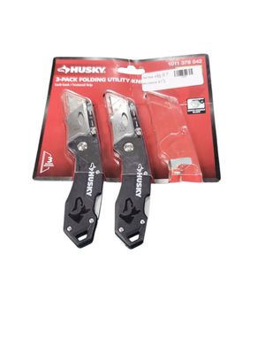 Husky HUSKY 3-PACK FOLDING LOCK-BACK Utility Knife 00073