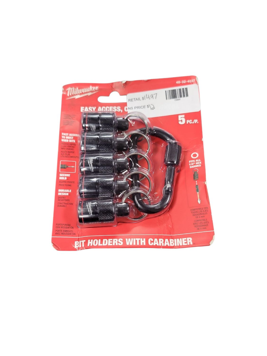 Milwaukee 5-Piece Hex Bit Holder with Carabiner 48-32-4537
