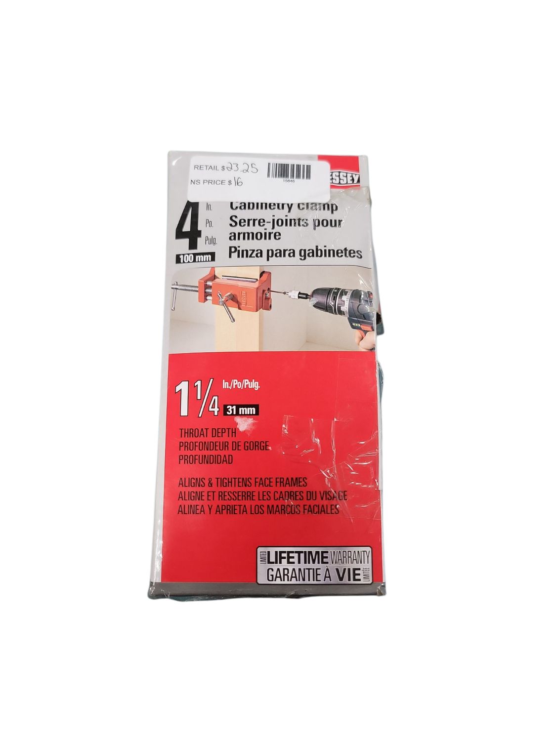 BESSEY 4 in Capacity Cabinetry Clamp for Aligning Face Framed Box Cabinets with 1-1/4 in. Throat Depth BES8511
