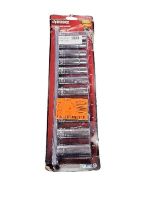 Husky 1/2 in. Drive Deep Metric Socket Set (11-Piece) H2DDPMM11PCSR  .