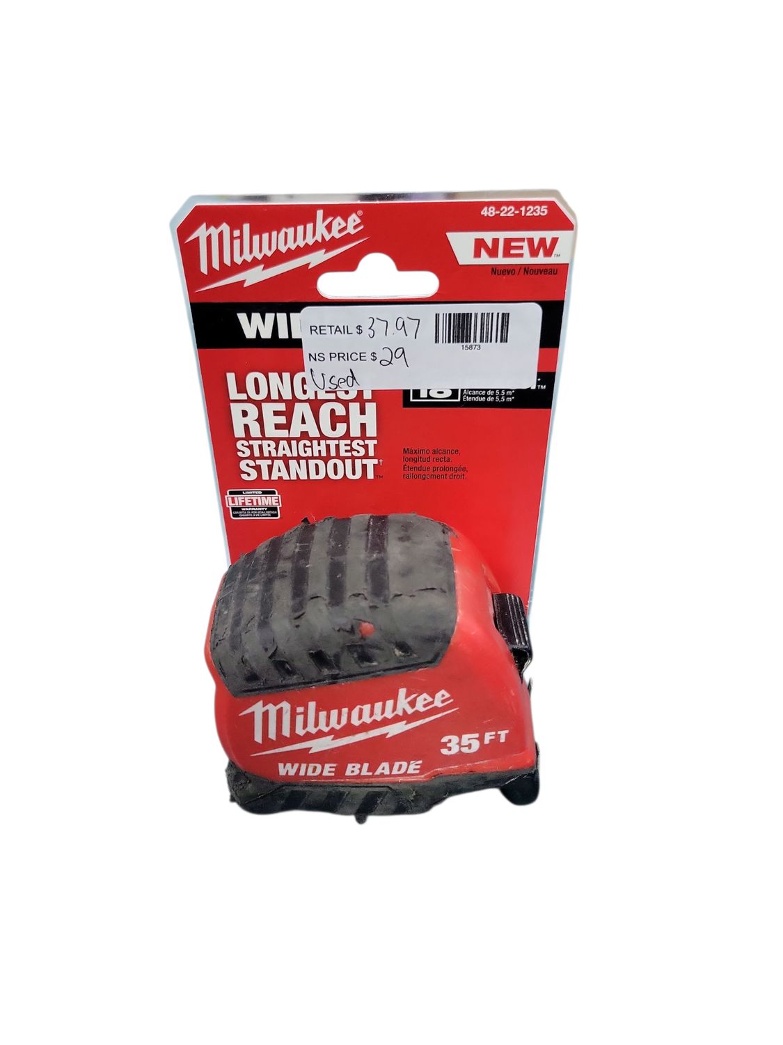 Milwaukee 35 ft. Wide Blade Tape Measure With 18 ft. Reach 48-22-1235  . .