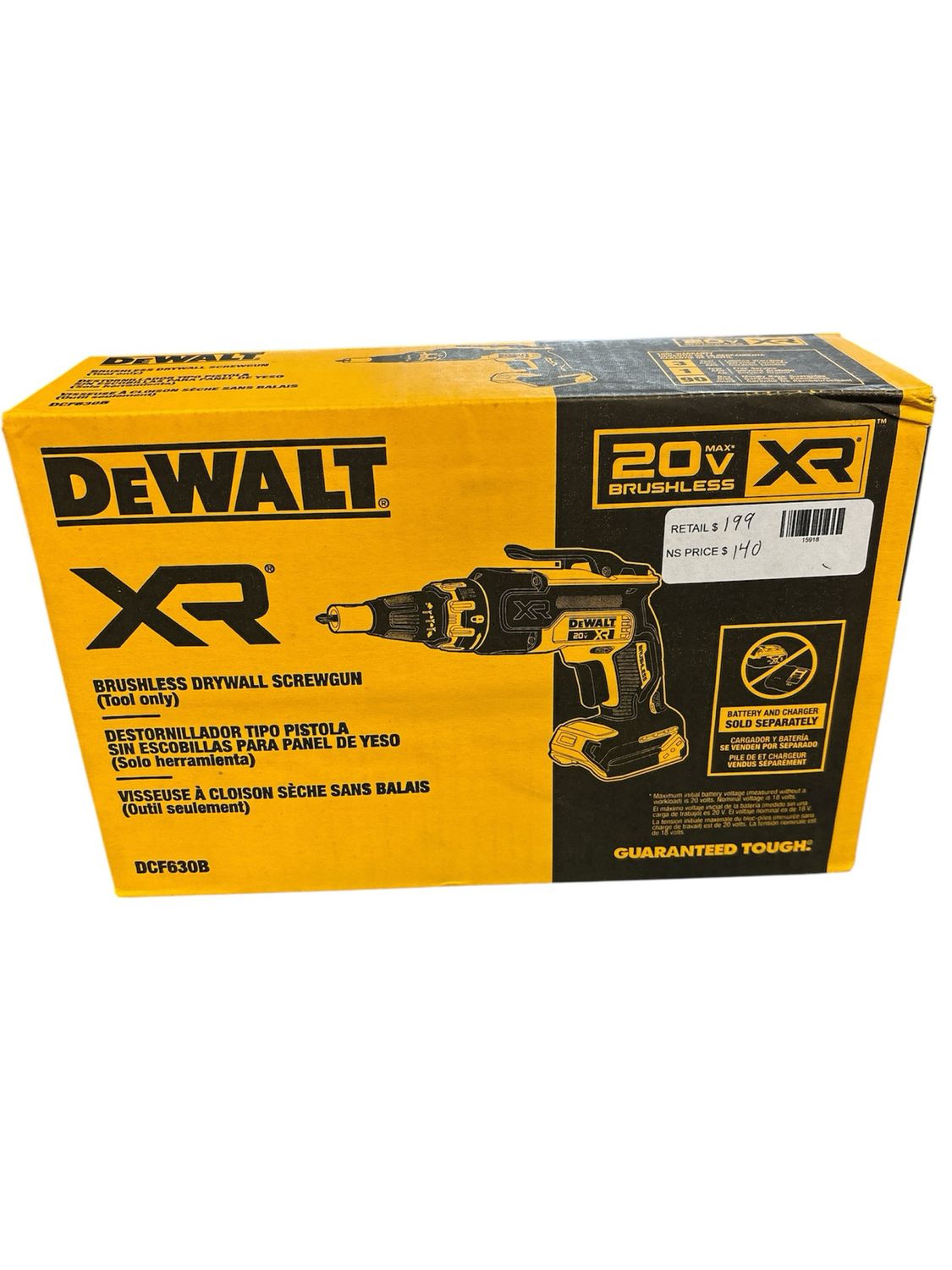 DEWALT XR 20V MAX Lithium-Ion Cordless Brushless Screw Gun (Tool Only) DCF630B