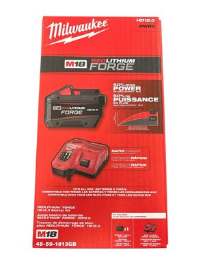 Milwaukee M18 18-Volt Lithium-Ion REDLITHIUM FORGE Starter Kit with 12. 0Ah Battery and Charger 48-59-1813GB