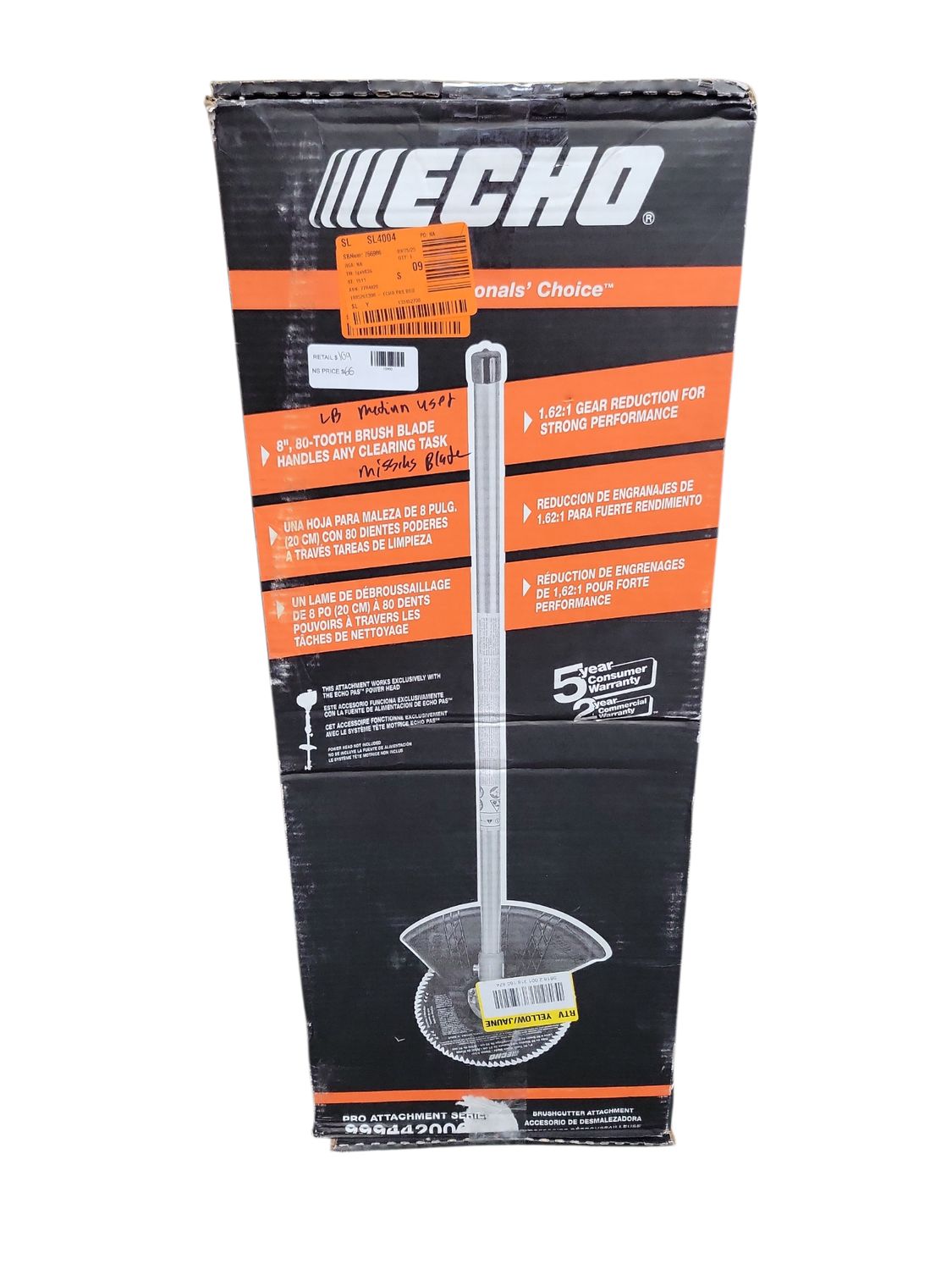 ECHO Brushcutter Trimmer Attachment with 8 in. 80-Tooth Blade for ECHO Gas or Battery Pro Attachment Series 99944200601