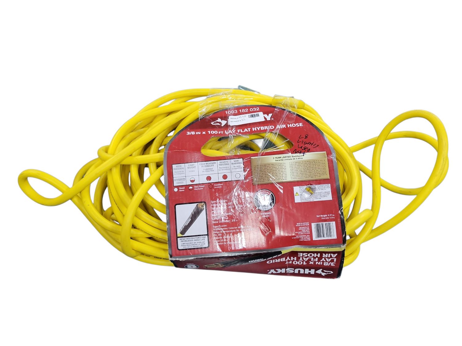 Husky 3/8 in. x 100 ft. Hybrid Air Hose 575-100A-HOM