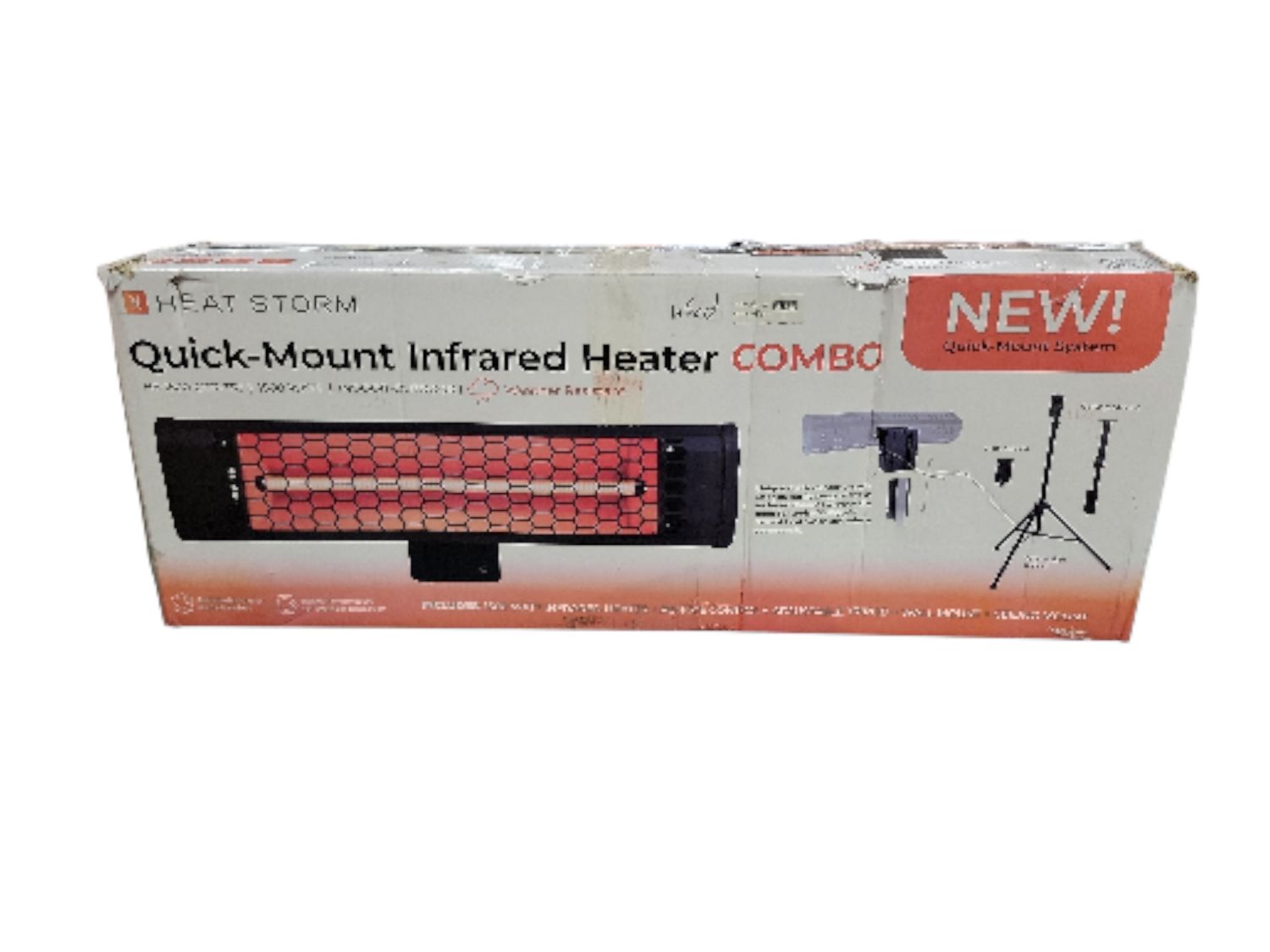 HEAT STORM Tradesman 1500-Watt Electric Outdoor Infrared Quartz Portable Space Heater with Tripod, Wall and Ceiling Mount HS-1500-OTR-TRI Used