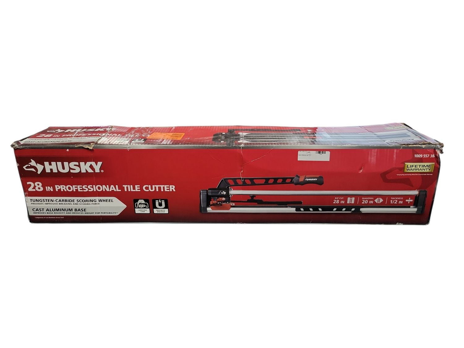 Husky 28 in. Tile Cutter with Tungsten Carbide Blade and Adjustable Gauge JHD700