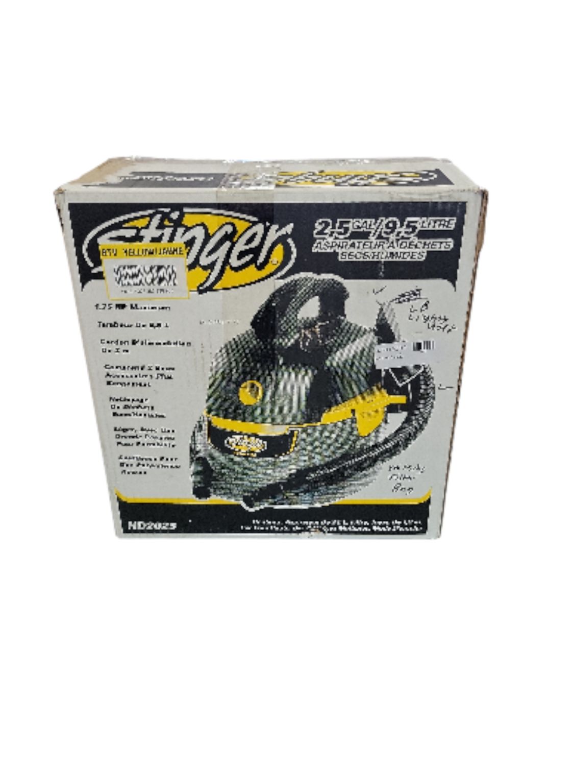 Stinger 2.5 Gal. 1.75 Peak HP Small Shop Vacuum Wet Dry Vac with Filter Bag, Hose, Utility and Car Nozzle Attachments HD2025 . .