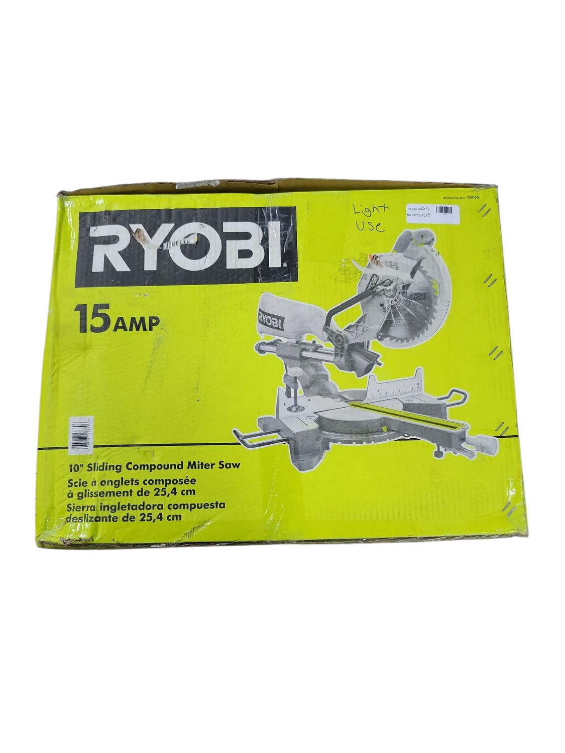 RYOBI 15 Amp 10 in. Corded Sliding Compound Miter Saw with LED Cutline Indicator TSS103  .