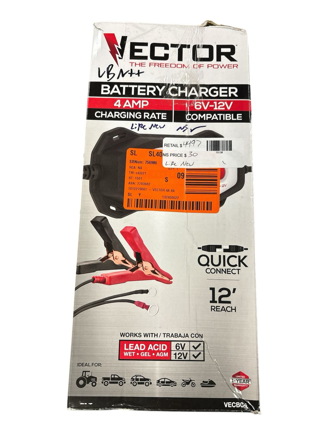 VECTOR 4 Amp Battery Charger/Maintainer VECBC4