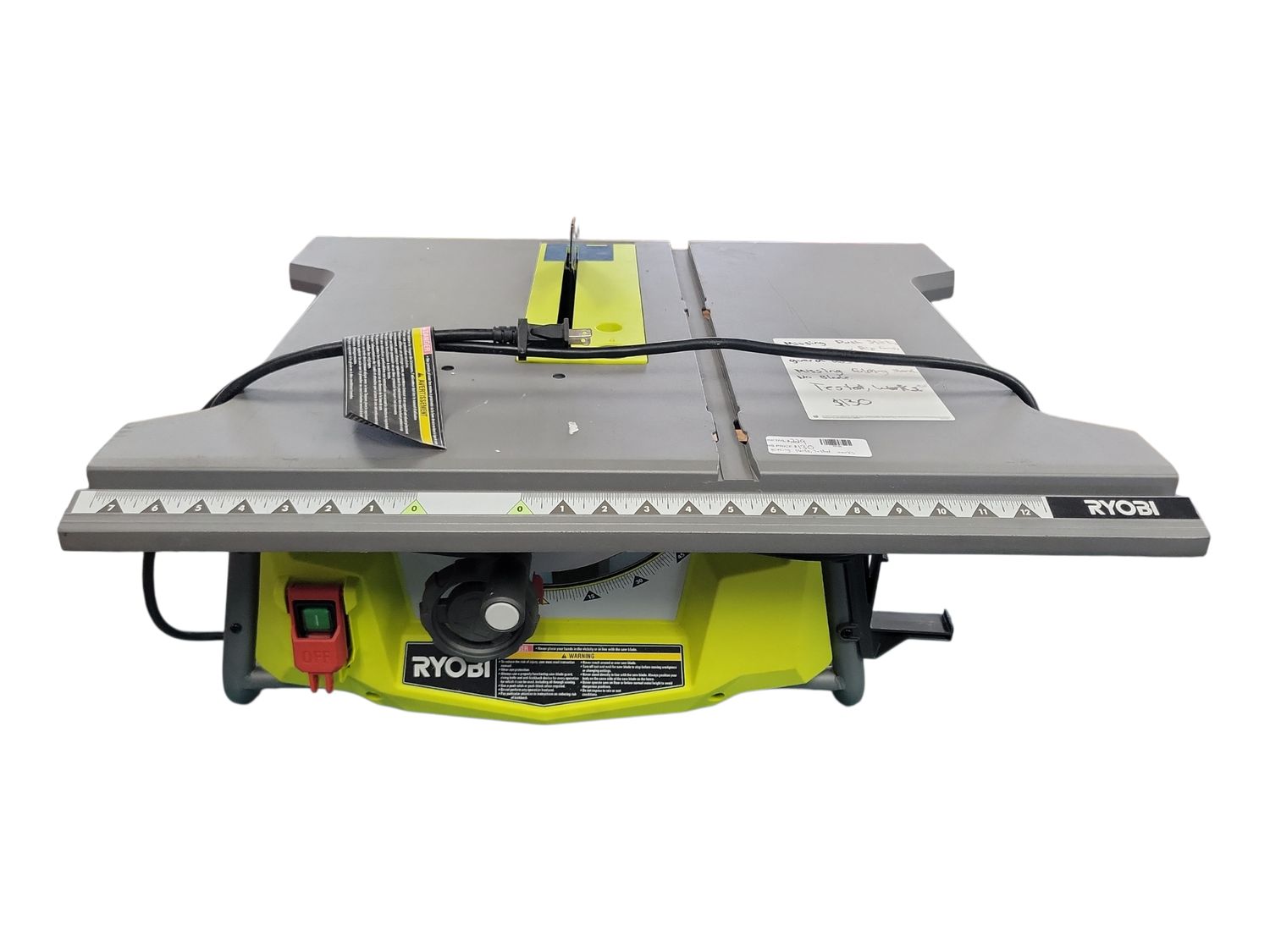 RYOBI 15 Amp 10 in. Compact Portable Corded Jobsite Table Saw with Folding Stand RTS12 .