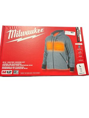 Milwaukee Men&#39;s Large M12 12-Volt Lithium-Ion Cordless Gray Heated Jacket Hoodie Kit with (1) 2.0 Ah Battery and Charger 306G-21L