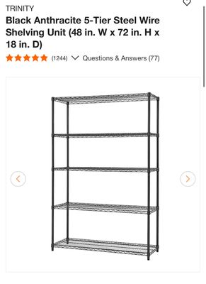 TRINITY Black Anthracite 5-Tier Steel Wire Shelving Unit (48 in. W x 72 in. H x 18 in. D) HTBFPBA-0950