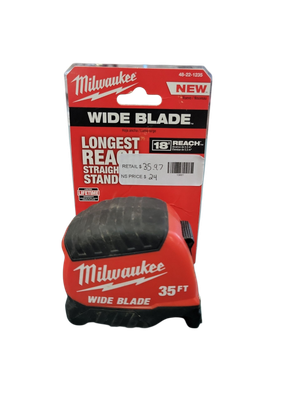 Milwaukee 35 ft. Wide Blade Tape Measure With 18 ft. Reach 48-22-1235   .