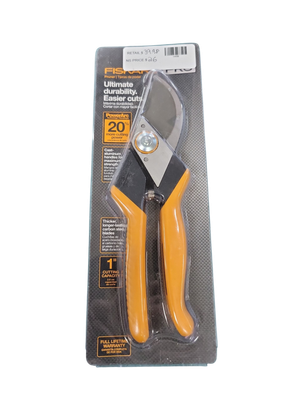Fiskars Pro 1 in. Cut Capacity Steel High Carbon Blade with SoftGrip Handle Hand Pruning Shears 394951-1002