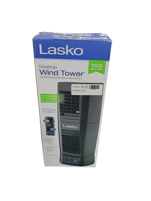 Lasko T13310 Personal Oscillating Table Tower Fan – Small, Quiet, Portable, Electric Plug-In, Mini Desktop Fans for Staying Cool at Home and Office, Day and Night,Black T13310