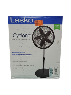 Lasko Cyclone 18 in. 3 Speed Oscillating Pedestal Fan for Home in Black with Adjustable Height, Tilt Back Head, Easy Assembly 1823